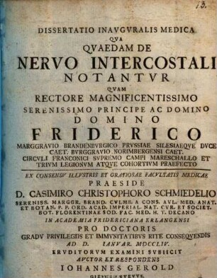 Dissertatio inauguralis medica qua quaedam de nervo intercostali notantur