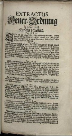 Extractus Feuer-Ordnung de Anno 1728. Kutscher betreffend