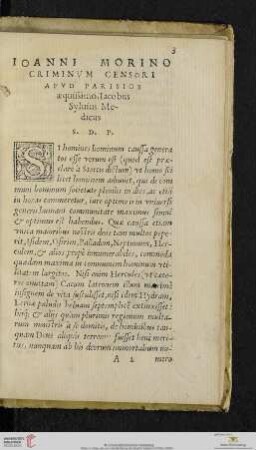 Ioanni Morino Criminum Censori Apud Parisios aequissimo Iacobus Syluius Medicus