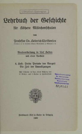 H. 4: Die Zeit der Umwälzungen : dritte Periode der Neuzeit