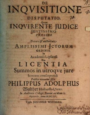 De inquisitione : disputatio