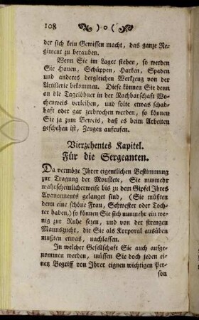 Vierzehentes Kapitel. Für die Sergeanten.