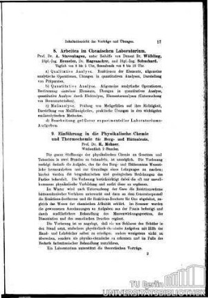 8. Arbeiten im Chemischen Laboratorium