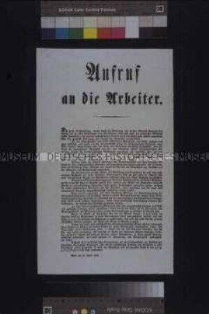 Flugblatt: Anonymer Aufruf an die Arbeiter; Wien, 15. April 1848