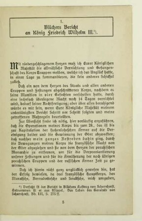 1. Blüchers Bericht an König Friedrich Wilhelm III.