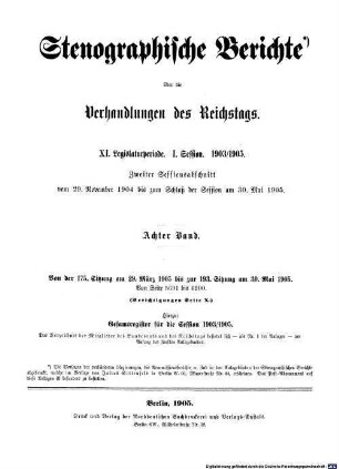 Verhandlungen des Reichstages. Stenographische Berichte. 204. 1903/05