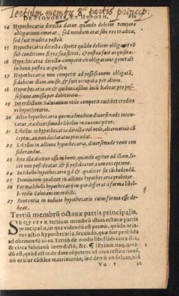 Tertium membrum octavae partis principalis.