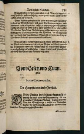"V. Vom Gesetz und Evangelio"