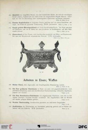 Arbeiten in Eisen; Waffen (Nr. 166-191)