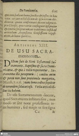 Articulus. XIII. De Usu Sacramentorum