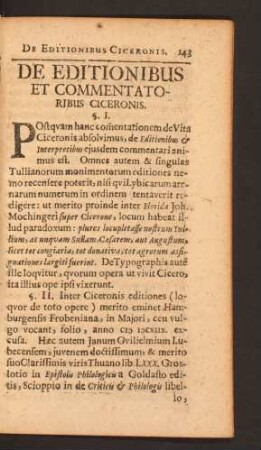 De Editionibus et Commentatoribus Ciceronis.