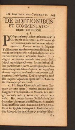 De Editionibus et Commentatoribus Ciceronis.