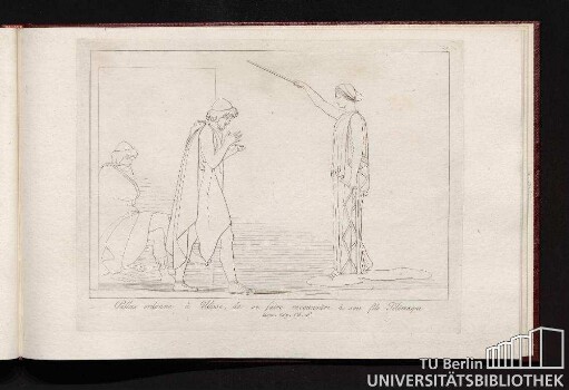 Pallas ordonne á Ulisse, de se faire reconnoitre à son fils Télémaque. Hom. Ody. Ch. 16