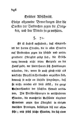 Dritter Abschnitt. Einige allgemeine Bemerkungen über die Quellen der Verbrechen gegen die Obrigkeit, und den Mitteln sie zu verhüten.