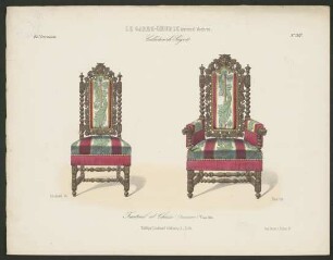"Fauteuil et Chaise(Renaissance) Vieux bois", aus: Le Garde-meuble