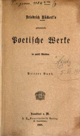 Friedrich Rückert's gesammelte poetische Werke : in zwölf Bänden. 3, Lyrische Gedichte. Buch 4, Erzählungen, 1