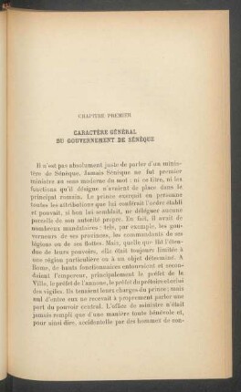 Chapitre premier - Caractère général du gouvernement de Sénèque