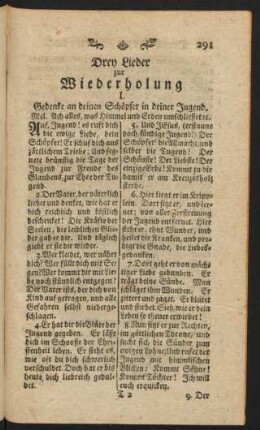 Drey Lieder zur Wiederholung