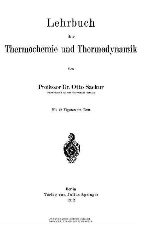 Lehrbuch der Thermochemie und Thermodynamik