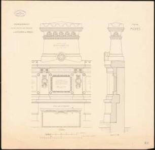 Erbbegräbnis auf dem israelitischen Friedhof Berlin-Weißensee: Grundriss, Schnitt, Detail, 1:50