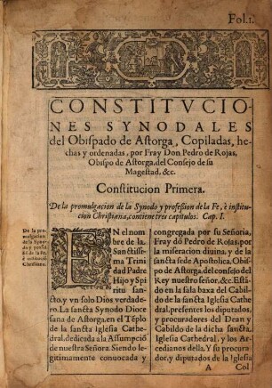 Constituciones synodales del Obispado de Astorga