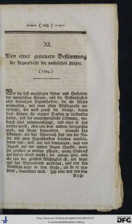 XI. Von einer genauern Bestimmung der Arzneykräfte der natürlichen Körper.