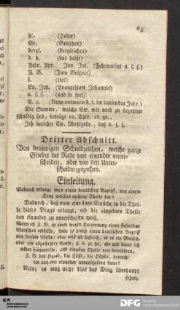 Dritter Abschnitt. Von denjenigen Schreibzeichen, welche ganze Glieder der Rede von einander unterscheiden