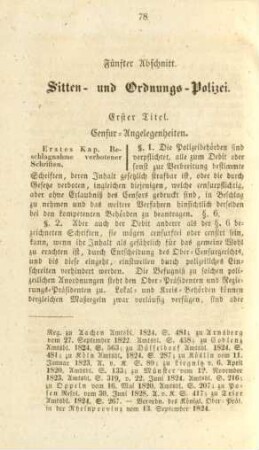 Fünfter Abschnitt. Sitten- und Ordnungs-Polizei