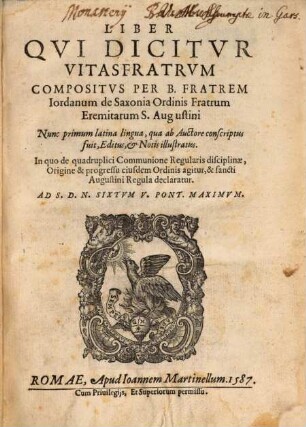Liber, qui dicitur vitas fratrum
