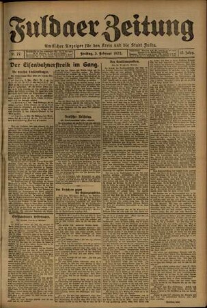 Erste Ausgabe vom Freitag, den 03. Februar 1922.