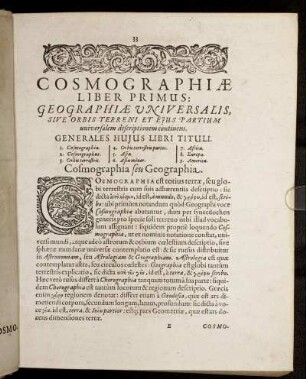 Cosmographiae Liber Primus: Geographiae Universalis ...