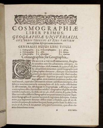Cosmographiae Liber Primus: Geographiae Universalis ...
