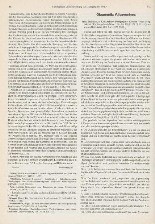 312-314 [Rezension] Fries, Heinrich, Einigung der Kirchen - reale Möglichkeit
