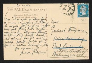 Brief von Hans von Hülsen an Margarete Hauptmann