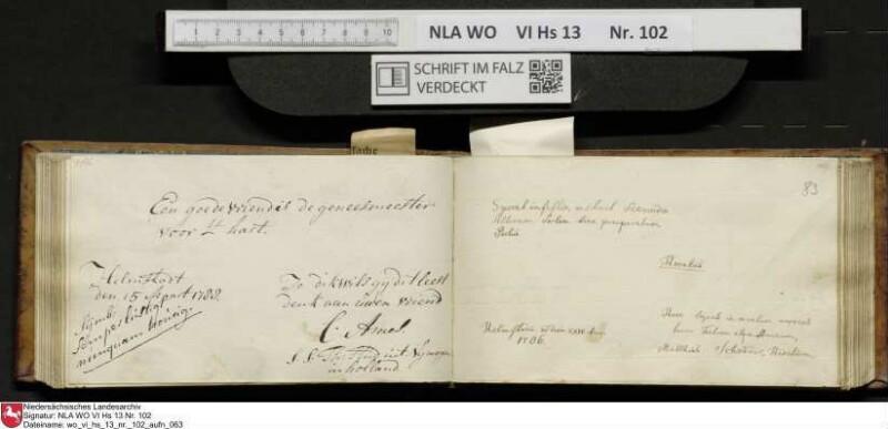 Stammbuch des Johann Christian Wilhelm Schütze aus                            Braunschweig