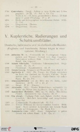 V. Kupferstiche, Radierungen und Schabkunstblätter (Nr. 1299-2144)