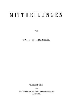 Bd. 1: Mittheilungen. Bd. 1