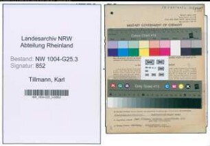 Entnazifizierung Karl Tillmann , geb. 03.03.1889 (Moebelhaendler)