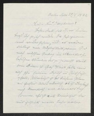 Brief von Charlotte Kiep an Margarete Hauptmann