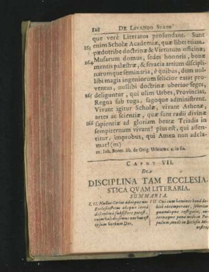 Caput VII. De Disciplina Tam Ecclesiastica Quam Literaria.