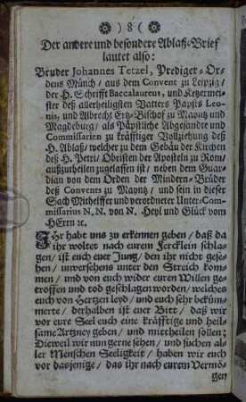 Der andere und besondere Ablaß-Brief lautet also:[...]