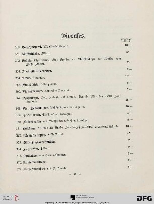Diverses (Nr. 360-390)