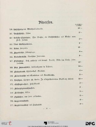 Diverses (Nr. 360-390)
