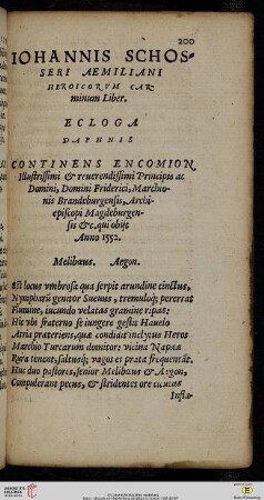 Iohannis Schosseri Aemiliani Heroicorvm Carminum Liber