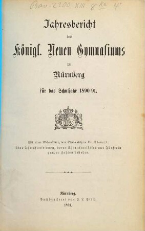 Jahresbericht. 1890/91