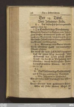 Der 14. Titul. Vom Johannis-Feste.