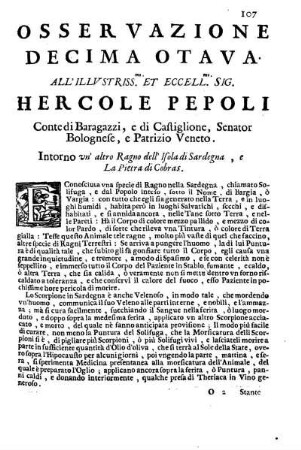 Osservazione Decima Otava all'Illustriss. et Eccell. Sig. Hercole Pepoli ...