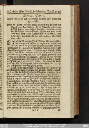 Das 43. Capitel. Gott loben ist des Menschen höchste und Englische Herrlichkeit.