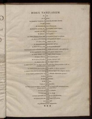 Index Tabularum (I - XXXIV)
