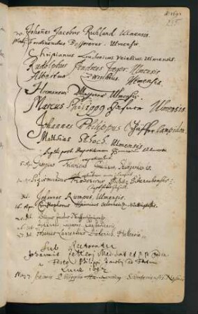 Sommerhalbjahr 1692. Rektorat Johannes Zeller